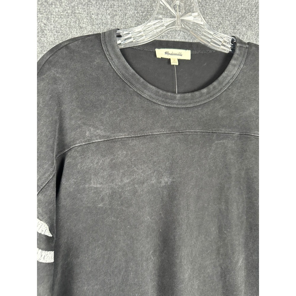 Madewell Women Relaxed Crewneck Shirt L Black NEW Cotton Preppy Varsity Stripe - Picture 5 of 6